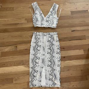 LF White Snake Print Pencil Skirt 2 Piece Set